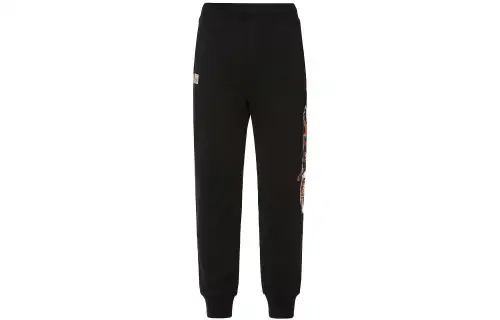 EVISU Knitted Sweatpants Men's Black Moderate Straight Fit Pants