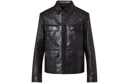 LOUIS VUITTON Lv Fall Series Leather Jacket Men's Black