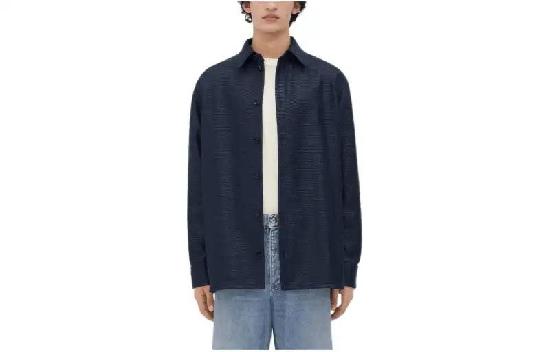 Bottega Veneta SS24 Leather Jacket Men's Blue
