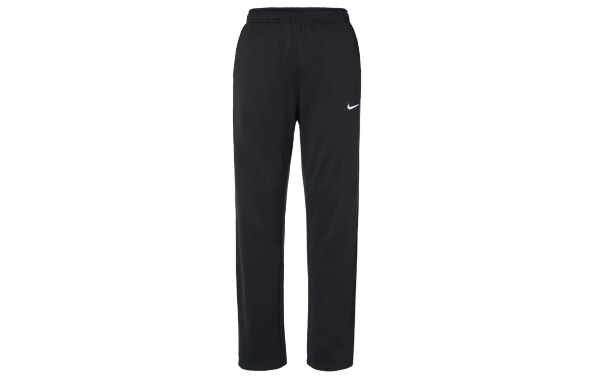 Nike Therma FIT Solid Color Logo Embroidery Elastic Waistband Fleece Lined Sweatpants Men's Black