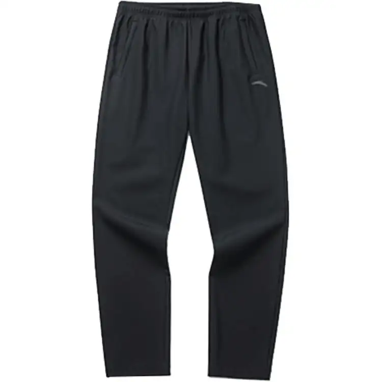 ANTA Variety Training Collection Knitted Sweatpants Men's Black Thickened Straight Fit Pants