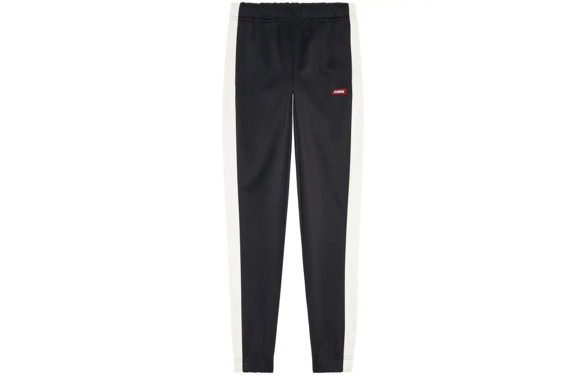 DIESEL Knitted Sweatpants Men's Black Moderate Cuffed Pants