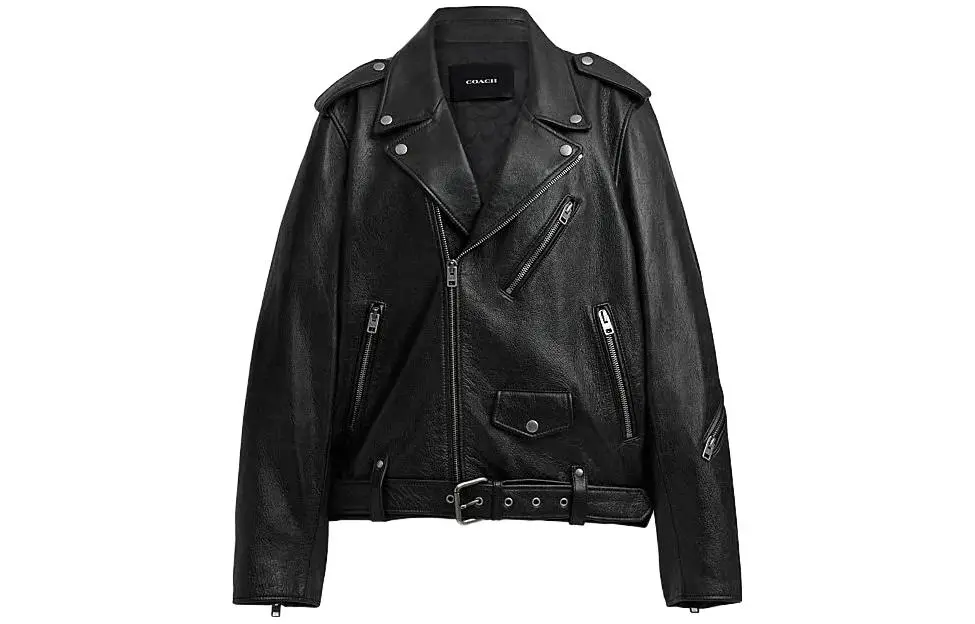 COACH FW23 Leather Jacket Men's Black