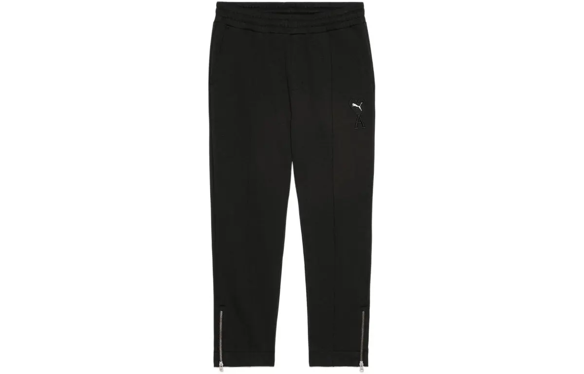 PUMA X AMIPARIS Knitted Sweatpants Men's Black Moderate Straight Fit Pants