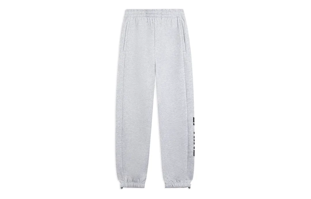 Li Ning Sports Trendy Collection Solid Color Letter Print Casual Fleece Lined Elastic Cuff Thermal Knitted Sweatpants
