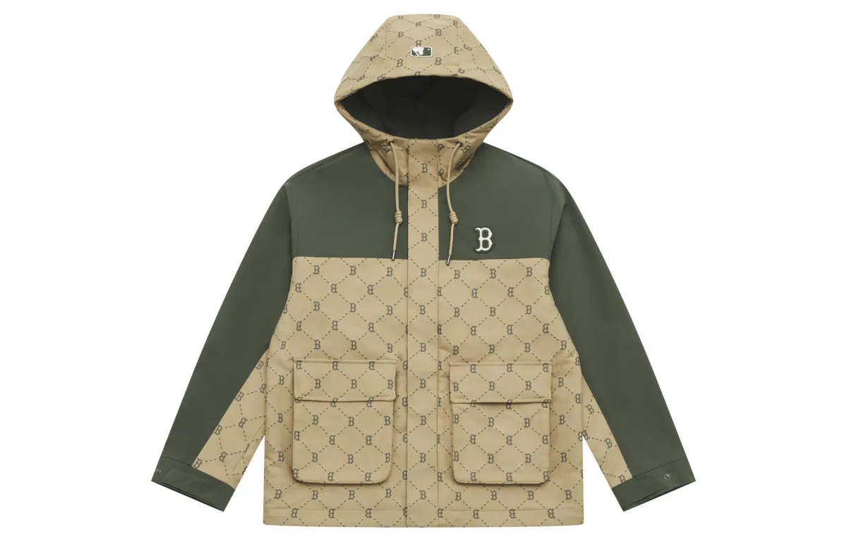 MLB MONOGRAM Collection Boston Red Sox SS25 Windproof Jacket Unisex Dark Khaki