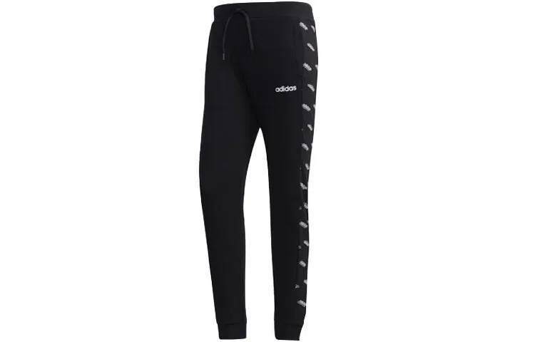 Adidas Knitted Sweatpants Men's Black Moderate Cuffed Pants