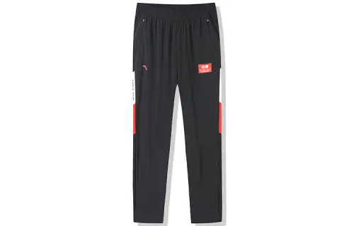 ANTA Knitted Sweatpants Men's Black Moderate Straight Fit Pants