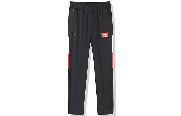 ANTA Knitted Sweatpants Men's Black Moderate Straight Fit Pants