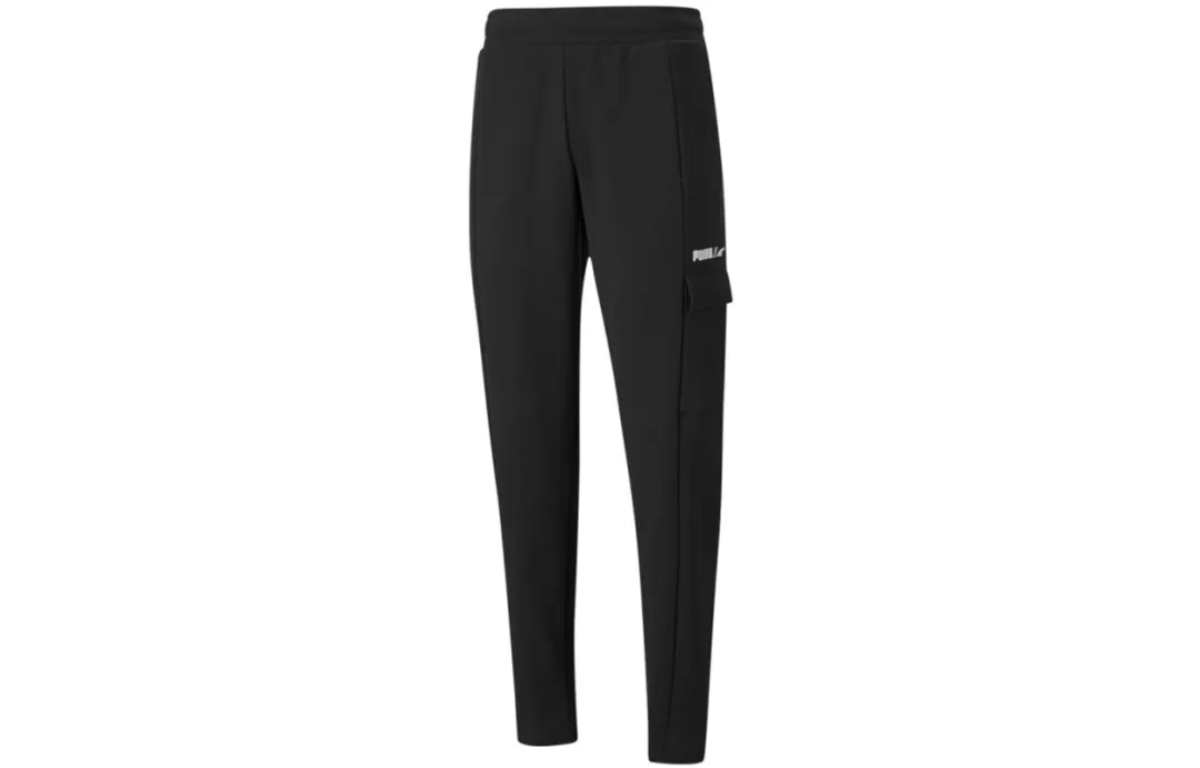 PUMA Winterized Side Pocket Fleece Lined Thermal Knitted Sweatpants Men's Black
