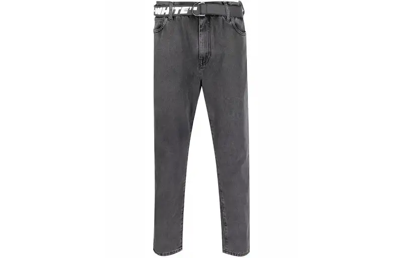 OFF WHITE Dinosaur Series Jeans Men's Dark Gray Moderate Straight Fit Pants