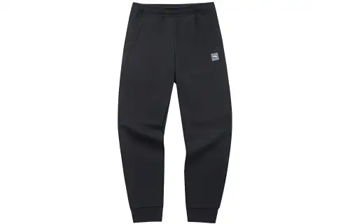 ANTA Knitted Sweatpants Men's Black Moderate Cuffed Pants