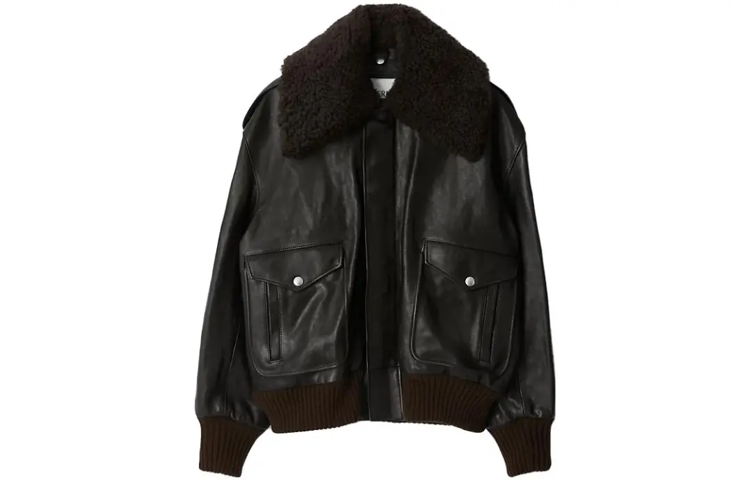 Burberry Shearling Collar Leather Jacket