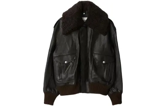 Burberry Shearling Collar Leather Jacket