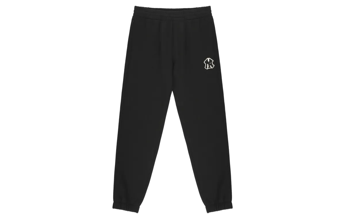 MLB New York Yankees Knitted Sweatpants Unisex Black Moderate Cuffed Pants