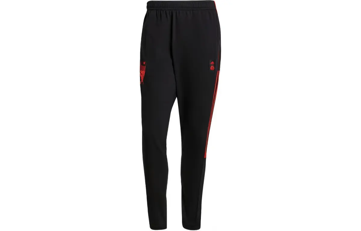 Adidas Bayern Munich Black Knitted Sweatpants Men's Black Moderate Skinny Pants