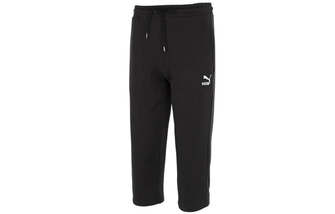 PUMA Knitted Sweatpants Men's Black Moderate Straight Fit Pants