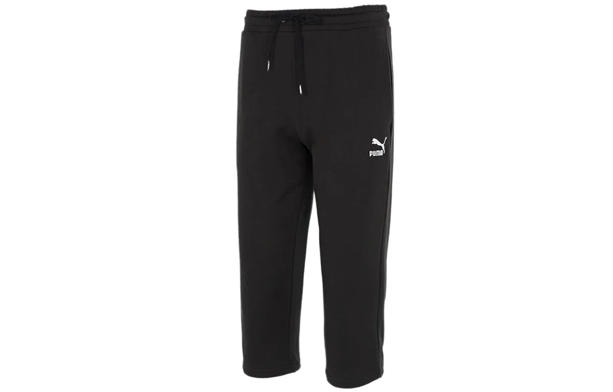 PUMA Knitted Sweatpants Men's Black Moderate Straight Fit Pants
