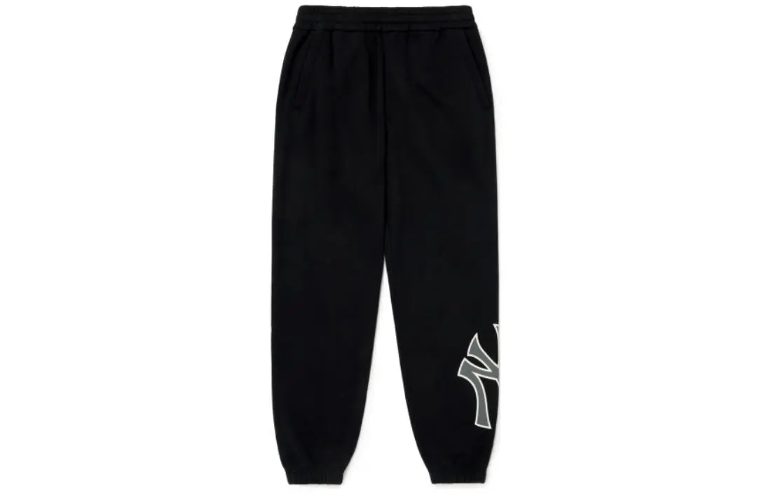 MLB New York Yankees Knitted Sweatpants Unisex Black Moderate Cuffed Pants
