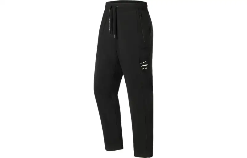 Li Ning Fitness Series Knitted Sweatpants Men's Black Moderate Straight Fit Pants