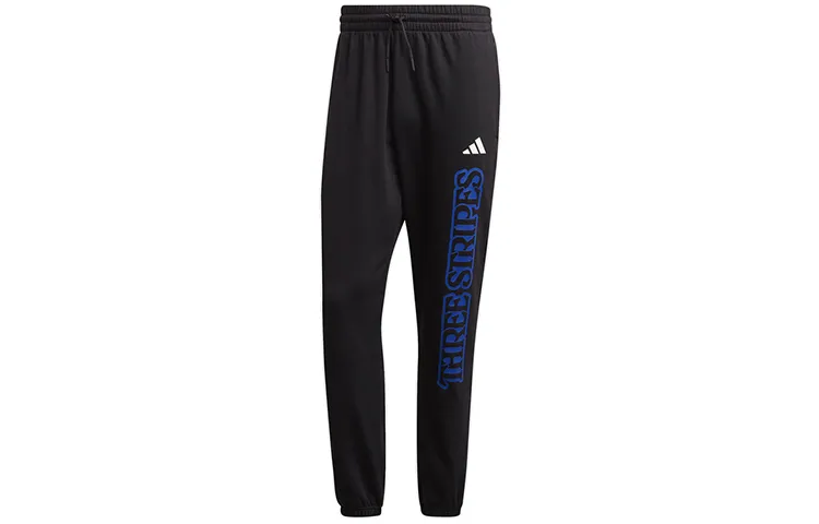 Adidas Knitted Sweatpants Men's Black Moderate Cuffed Pants