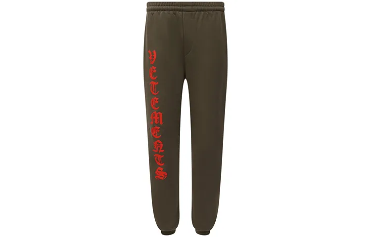 Vetements Knitted Sweatpants Men's Green Moderate Straight Fit Pants