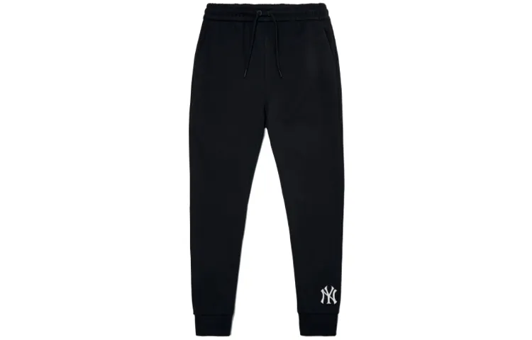 MLB New York Yankees Knitted Sweatpants Unisex Black Moderate Cuffed Pants