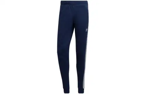 Adidas Originals Knitted Sweatpants Men's Blue Moderate Straight Fit Pants