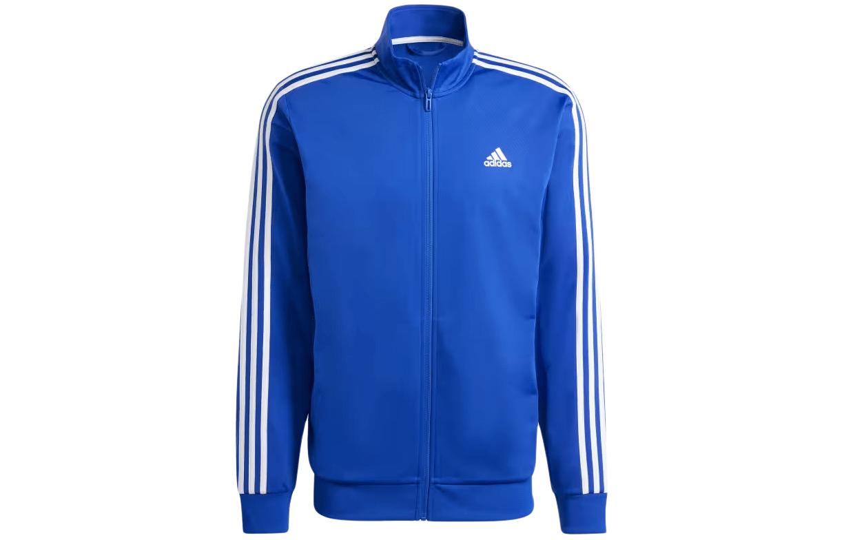 Adidas Essentials Warm Up 3 Stripes Track Jacket Stand Collar Jackets Men's Blue