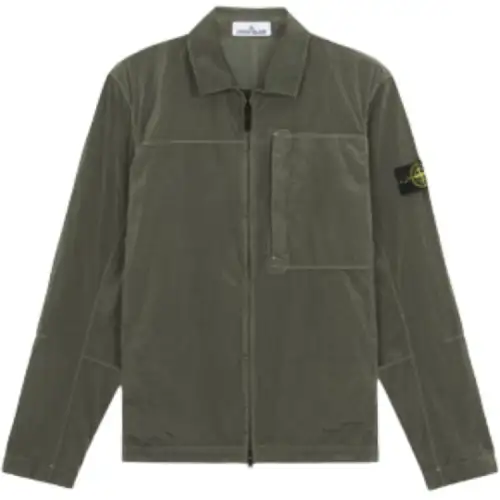 STONE ISLAND Compass Patch Zipped Overshirt
