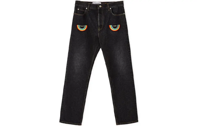 LOEWE Jeans Men's Black Moderate Straight Fit Pants