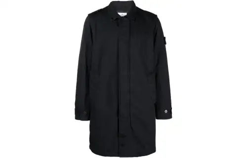 Stone Island logo-patch single-breasted coat