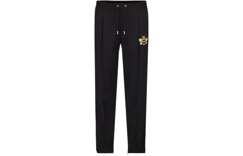 DIOR Quarterly New Products Knitted Sweatpants Men's Black Moderate Straight Fit Pants