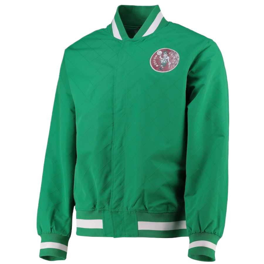 NBA X Mitchell & Ness joint model Boston Celtics color block letter versatile sports long-sleeved jacket 75th anniversary men's green