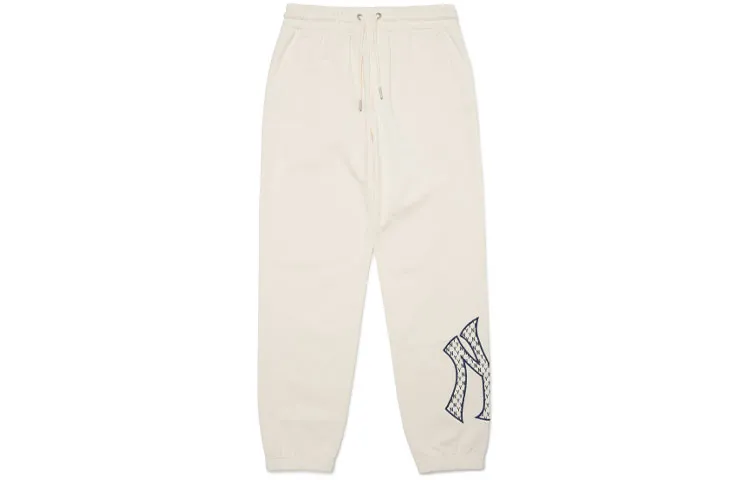 MLB New York Yankees Knitted Sweatpants Unisex Beige Moderate Cuffed Pants