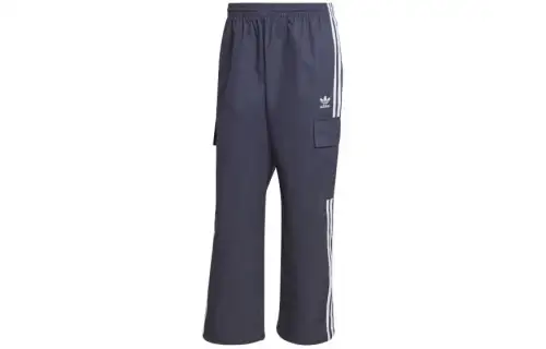 Adidas Originals Knitted Sweatpants Men's Blue Moderate Straight Fit Pants