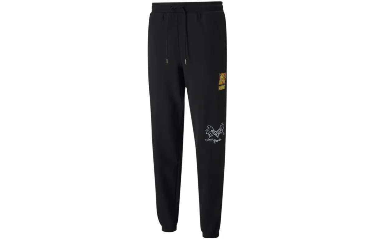 PUMA X BRITTO Knitted Sweatpants Men's Black Moderate Cuffed Pants