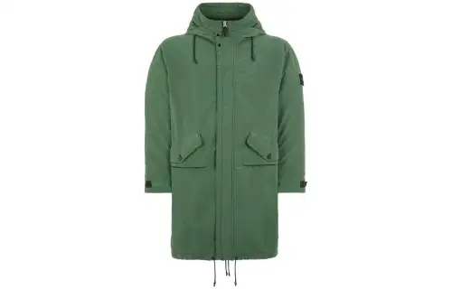 STONE ISLAND Parka Coats Men's Olive Green Hooded Moderate