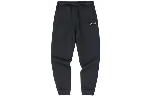 ANTA Knitted Sweatpants Men's Black Moderate Cuffed Pants