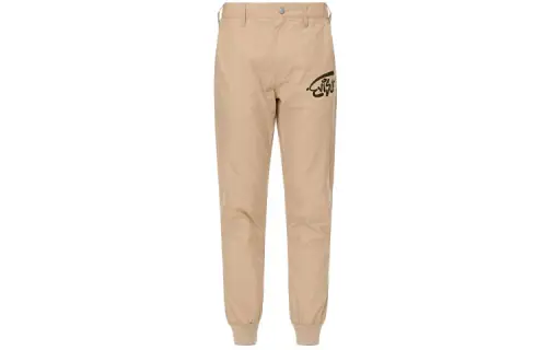 Fukushen EVISU SS21 graffiti logo embroidered girdle casual pants men's sand color