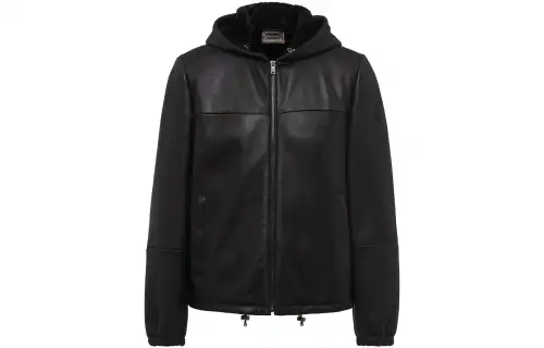 PRADA Leather Jackets Men's Black Moderate