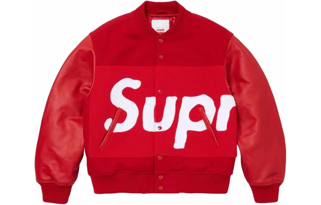 Supreme Big Logo Chenille Varsity Jacket Red