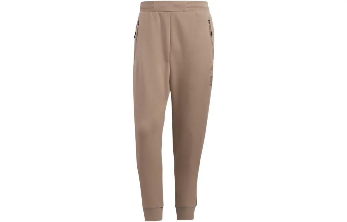 Adidas Knitted Sweatpants Men's Brown Moderate Cuffed Pants