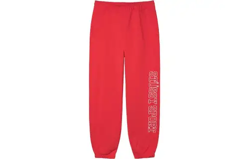 Stussy Knitted Sweatpants Men's Red Moderate Cuffed Pants