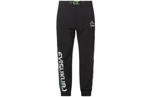 EVISU Knitted Sweatpants Men's Black Moderate Cuffed Pants
