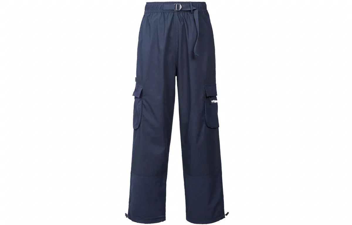 Adidas Originals Knitted Sweatpants Men's Navy Blue Moderate Straight Fit Pants