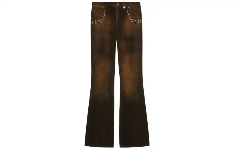 GUCCI Jeans Men's Brown Moderate Flared Pants