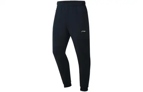 Li Ning Knitted Sweatpants Men's Black Thickened Cuffed Pants
