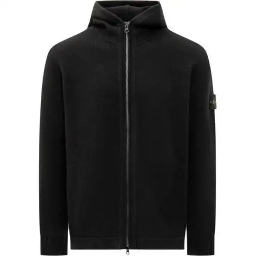 STONE ISLAND Logo Patch Hooded Cardigan