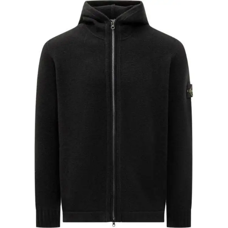 STONE ISLAND Logo Patch Hooded Cardigan